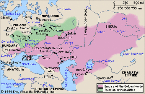 mongol empire map khanates